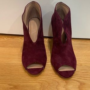 Halogen Suede Plum Peep Toe Booties